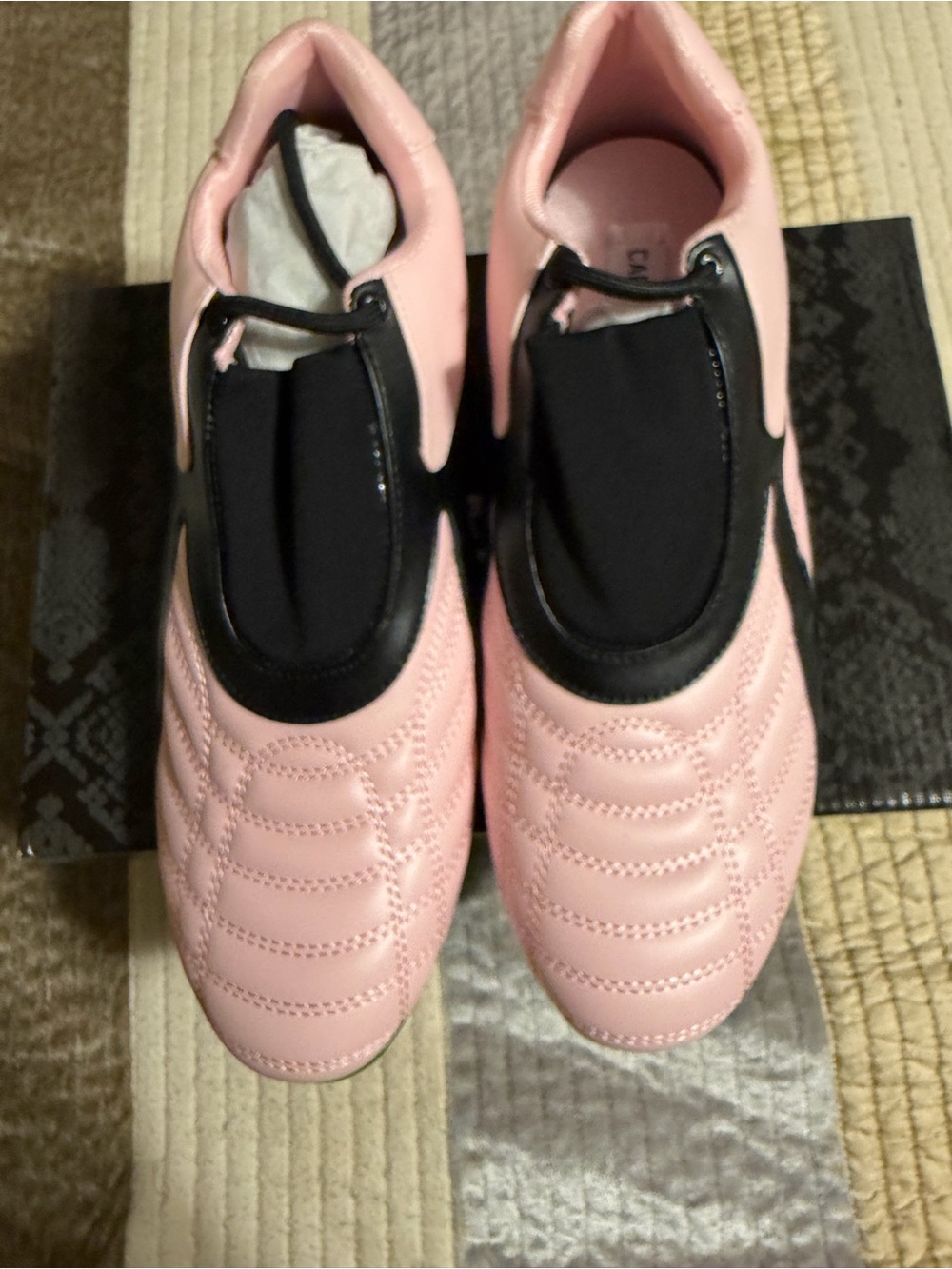Cape Robbin Pink Quilted Slip-On Sneakers with Black Collar